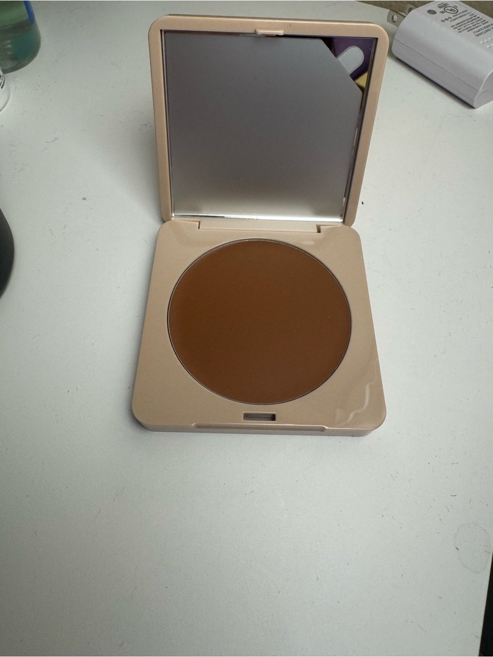 Summer Fridays Cream Bronzer Compact in Deep Brown with Beige Case